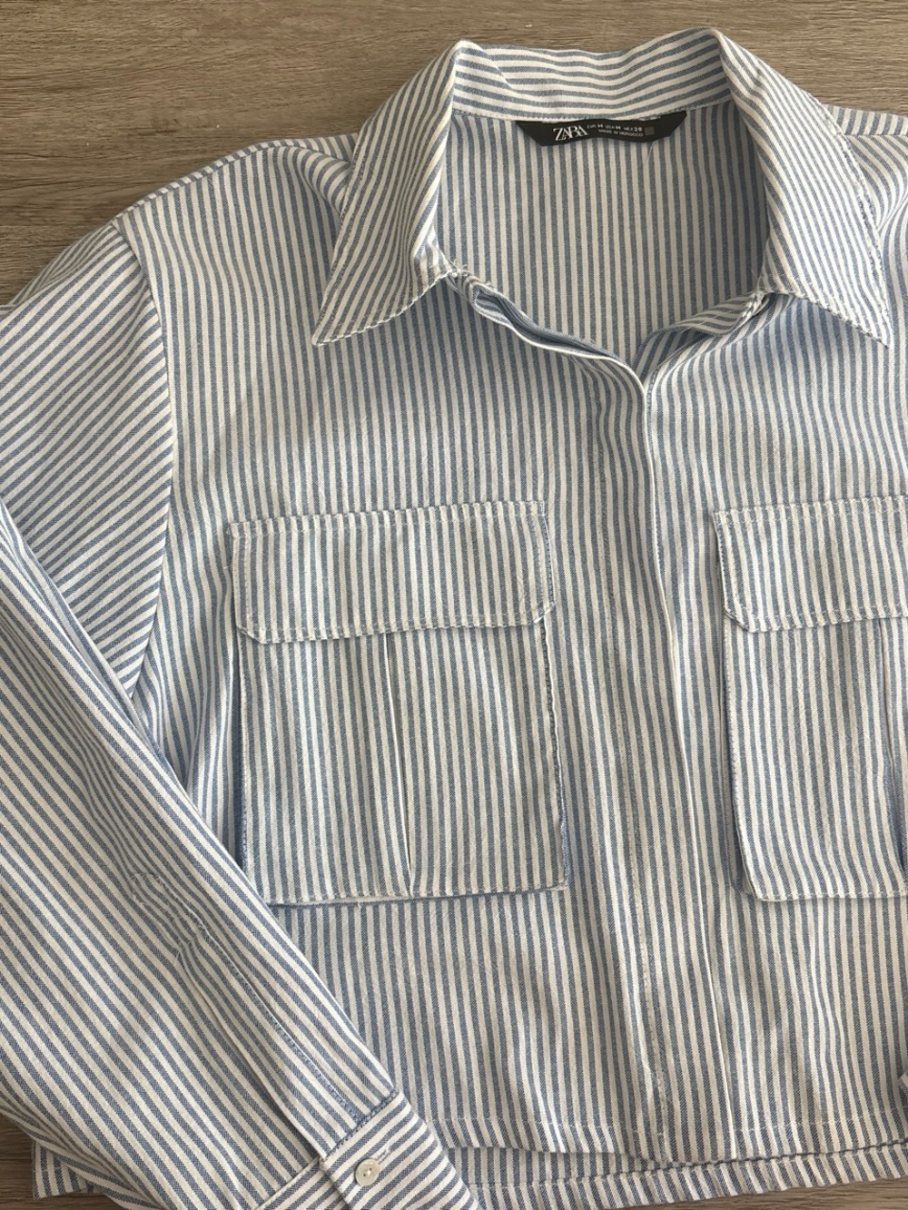 Zara Blue and White Striped Shirt